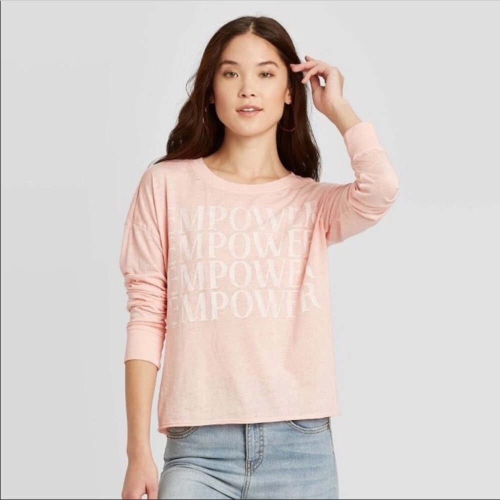 DOE. Empower Pink & White Long Sleeve Tee